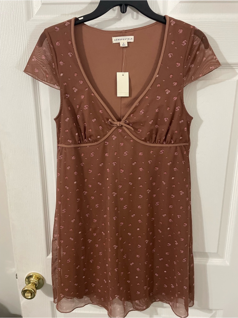 Aeropostale Brown Mini Dress with Pink Floral Print